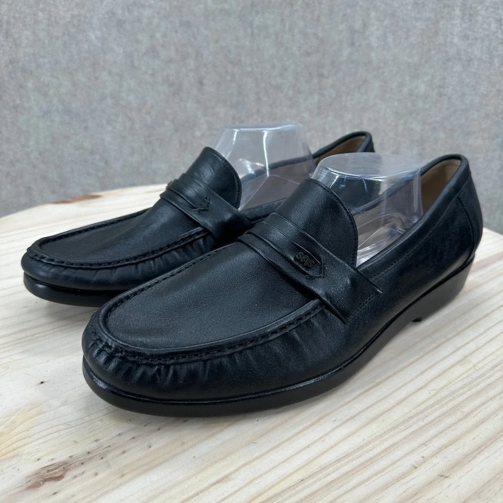 SAS Ace Penny Loafer Mens 13.5 W Black Leather Slip On Moc Toe Dress Shoes